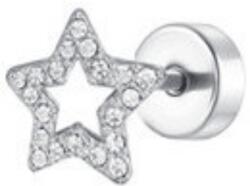 LUCA BARRA Ear Piercing In Steel Star Shape With White Zircons