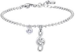 LUCA BARRA Steel Bracelet With Musical Note And White Zircon