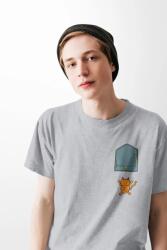 D&B Férfi/Unisex Póló PO00011 Falling Cat Pocket Szürke-Méret L (PO00011FallingCatPocketGrayL)