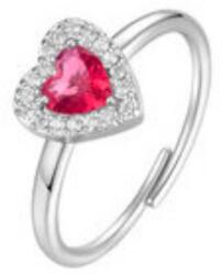 LUCA BARRA Ring With Heart With Red And White Zircons