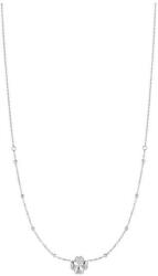 LUCA BARRA Steel Necklace With Four-Leaf Clover And White Zircon Points Of Light