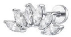 LUCA BARRA Ear Piercing In Steel Fan With White Zircons