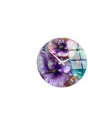 Wallity Decorative Glass Wall Clock Multicolor Huhu341 - 40 x 40