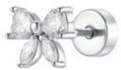 LUCA BARRA Ear Piercing In Steel Bow Shape With White Zircons