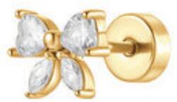 LUCA BARRA Ear Piercing In Steel Bow Shape With White Zircons Gold Color