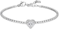 LUCA BARRA Tennis Bracelet In Steel With Heart With White Zircons