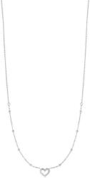 LUCA BARRA Steel Necklace With Heart And Points Of Light In White Zircon