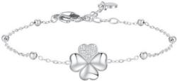 LUCA BARRA Steel Bracelet With Four-Leaf Clover And White Zircon Light Points