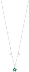 LUCA BARRA Steel Necklace With Flower Pendant With Green Zircon Petals