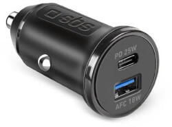 SBS 1xUSB-A + 1xUSB-C PD Compact LED 25W Negru (usa001629)