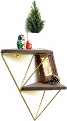  Hanah Home Dekoratív Diófa Fali Polc Arany Wr075