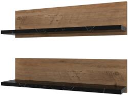  Fali Polc Szett - Atlanti Fenyő/Fekete - 60x15x13 cm - 2 db (854KLN4404)