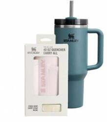 STANLEY 1913 Quencher H2.0 Flowstate Drinking Bottle with Straw 1.2L - Thermo Mug Cools 11 Hours - 48 Hours Ice Cold - Includes the All-Day Quencher Carry-All - Blue Spruce - 100000112504