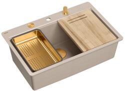 Quadron Statie de lucru incastrata Quadron Unique Marc 110 finisaj bej perlat - cupru 75x49 cm (HQM7650U2_FM_PVDC1) Chiuveta