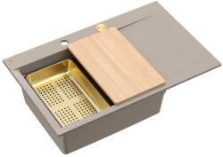 Quadron Statie de lucru incastrata Quadron Josh 111 finisaj bej soft taupe - auriu 78x50 cm (HCQJ7850U4_PVDG1_P2O) Chiuveta