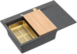 Quadron Statie de lucru incastrata Quadron Josh 111 finisaj negru diamant - auriu 78x50 cm (HCQJ7850U8_PVDG1_P2O) Chiuveta