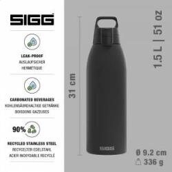 SIGG - Insulated drinking bottle - Thermos bottle Shield Therm One Black - carbonated drinks - leak-proof - dishwasher safe - BPA-free - 90% recycled stainless steel - black - 1.5L - 6167.80