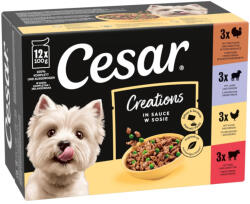 Cesar 12x100g Cesar hús- és zöldségválogatás szószban nedves kutyatáp