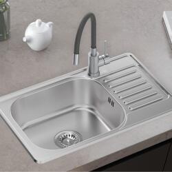 Quadron Chiuveta inox Quadron Eddie 111 cu o cuva cu picurator finisaj inox texturat 66x42 cm (HD111linen6642) Chiuveta