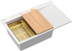 Quadron Statie de lucru incastrata Quadron Josh 111 finisaj alb mat - auriu 78x50 cm (HCQJ7850U1_PVDG1_P2O) Chiuveta