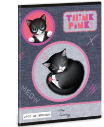 Ars Una Ars Una: Think Pink fekete cicás kockás füzet A/5 27-32 (53635198)
