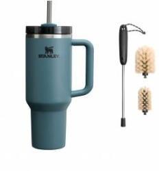 STANLEY 1913 Quencher H2.0 Flowstate Drinking Bottle with Straw 1.2L - Thermo Mug Cools 11 Hours - 48 Hours Ice Cooled - With Cleaning Brush - Blue Spruce - 100000112460