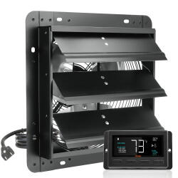 VEVOR Fali elszívó ventilátor távirányítóval - 1024 CFM teljesítmény, 356 mm lapátátmérő, energiatakarékos EC motor, fémházas kivitel, automatikus lamellazárás