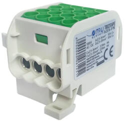 OMU System TB82516PE 25/16mm2 1 pólus zöld ónozott fővezetéki leágazókapocs főv: 2x2.5-25mm2 leág: 6x2.5-16mm2 (TB82516PE)