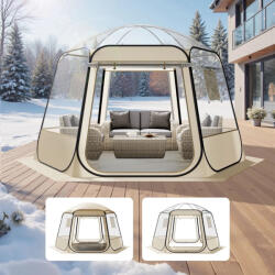 VEVOR Átlátszó pop-up buboréksátor 336 × 305 × 220 cm 8-10 személyes panoráma kempingsátor 540°-os kilátással