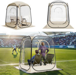 VEVOR Átlátszó pop-up sport sátor 127x127x170 cm 1-2 személyes kültéri buboréksátor padlóaljzattal és esővédővel