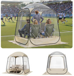 VEVOR Átlátszó pop-up sport sátor 160 × 160 × 182 cm 2-4 személyes buboréksátor padlóaljjal és esővédő tetővel
