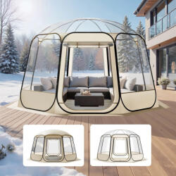 VEVOR Átlátszó pop-up buboréksátor 366 × 345 × 220 cm 10-12 személyes panoráma kempingsátor 540°-os kilátással