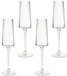 Kare Design RIFFLE Pezsgőspohár Szett 215 ml Üveg Átlátszó Bordázott Mintával (KHM-53268-SET)