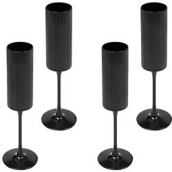 King Home SHP CURLY pezsgőspohár szett műanyag fekete bordázott (KHM-5900168836716)
