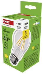 EMOS ZF5D23 LED izzó Filament A60 / E27 / 3, 4 W (40 W) / 470 lm / Természetes fehér (1525733497)