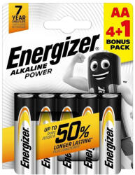 Energizer Alkaline Power LR6 AA elem B4+1 5db/csomag (ár/csomag) (EPAAB4+1)