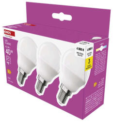 EMOS ZQ1E23.3 LED izzó Classic Mini Globe / E14 / 4, 2 W (40 W) / 470 lm / Természetes fehér (1525731440)