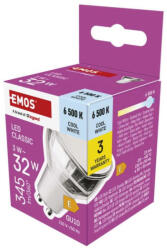 EMOS ZQ8E19 LED izzó Classic MR16 ezüst/ GU10 / 3 W (32 W) / 345 lm / Hideg fehér (1525730116)