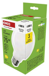 EMOS ZF2D53 LED izzó Filament G95 / E27 / 7, 8 W (75 W) / 1055 lm / Természetes fehér (1525743405)