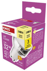 EMOS ZQ8E17 LED izzó Classic MR16 ezüst/ GU10 / 3 W (32 W) / 345 lm / Meleg fehér (1525730232)