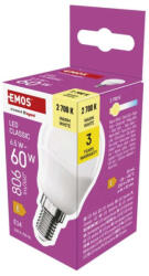 EMOS ZQ1E41 LED izzó Classic Mini Globe / E14 / 6, 5 W (60 W) / 806 lm / Meleg fehér (1525731242)
