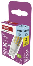 EMOS ZQ9C44 LED izzó Classic JC / G9 / 4, 9 W (60 W) / 806 lm / Hideg fehér (1525766206)