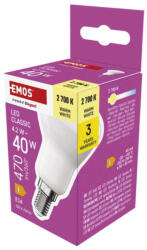 EMOS ZQ7E21 LED izzó Classic R50 / E14 / 4, 2 W (40 W) / 470 lm / Meleg fehér (1525731243)