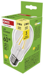 EMOS ZF5D42 LED izzó Filament A60 / E27 / 5, 9 W (60 W) / 806 lm / Meleg fehér (1525743204)