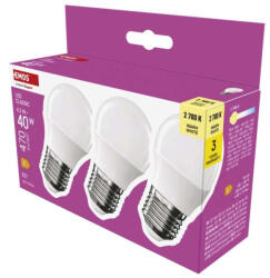 EMOS ZQ6E21.3 LED izzó Classic Mini Globe / E27 / 4, 2 W (40 W) / 470 lm / Meleg fehér (1525733292)