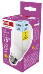 EMOS ZQ5E54 LED izzó Classic A60 / E27 / 9, 5 W (75 W) / 1055 lm / Hideg fehér (1525733122)