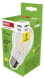EMOS ZF5D43 LED izzó Filament A60 / E27 / 5, 9 W (60 W) / 806 lm / Természetes fehér (1525733498)