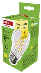 EMOS ZF5D52 LED izzó Filament A60 / E27 / 7, 8 W (75 W) / 1060 lm / Meleg fehér (1525743205)