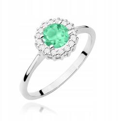 Fugart 585 Arany Eljegyes Gyűrű Smaragddal, Gyémánt 0.14ct r29 Fehér Arany (F572-B585-SZ0.50/0.14)