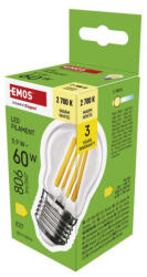 EMOS ZF6D42 LED izzó Filament Mini Globe / E27 / 5, 9 W (60 W) / 806 lm / Meleg fehér (1525743211)